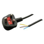 MX 3 Pin UK Plug / Open End Cord With Fuse MX-2003