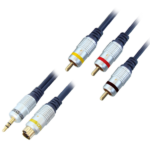 MX EP Stereo Male 3.5mm + S-video 4 Pin Mini Din Male To 3 RCA Male Cord MX-2873