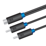 MX RCA Socket To 2 X RCA Plugs Cord – 0.3 Meter MX-3389