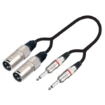 MX 2 X 1/4 Inch Mono Male (P-38) / 2 X 3 Pin Male XLR Microphone Cord 1.5 Meter MX-3907