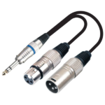 MX P-38 Stereo Male / 1 X 3 Pin Mic Male + 1 X 3 Pin Mic Ext Female XLR Cord 1.5m MX-3909