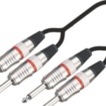 MX 2 X 6.35mm 1/4 Inch P-38 Mono Male To 2 X 6.35mm 1/4 Inch P-38 Mono Male Cord – 1.5 Mtr MX-3916
