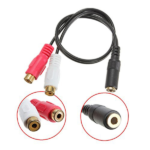 MX EP 3.5mm Stereo Female To 2 RCA Female Cord Pin Gold Plated 1.5 Mtr MX-3986
