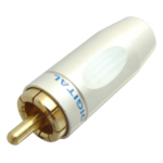 MX RCA Male Connector in Pearl White Heavy Duty (Gold Plated) with Teflon for 6mm Cable MX-2891
