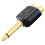 MX 6.35 MM P-38 Mono Male Plug To 2 RCA Female Connector (Gold Plated) MX-1028