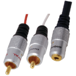 MX 2 RCA Male Plug To EP Stereo Female Socket 3.5 MM Cord (Gold Plated) MX-2386