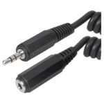MX EP Stereo Plug 3.5 MM To EP Stereo Socket 3.5 MM Cord – 1.5 Mtr (Coil Cord) MX-2468