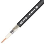 MX SDI RG-59 [(1/0.8ofc+fpe, Id:3.7+al+b16/7/0.12tc +PVC] 1c OD 6.0 MM Black 100 Mtrs Roll MX-3116