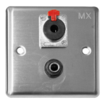 MX Stainless Steel Wall Plate 1 Way Mono Socket Locking Type + 1 Stereo Socket 86mm X 86mm MX-4008