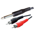 Mx 6.35 MM P-38 Mono Plug To 2 RCA Plug Cord Dia 6 MM MX-644