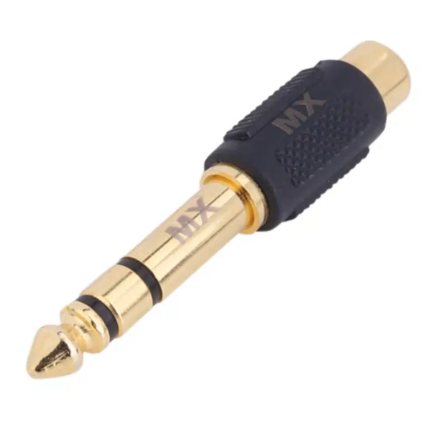 MX 6.35 MM P-38 Stereo Male To RCA Socket Female Connector (Gold Plated) MX-835