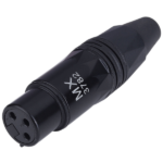 MX 3 Pin Mic Ext Female Connector XLR Black Coated MX-3782