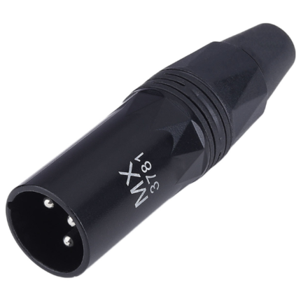 MX 3 Pin Mic Male Connector XLR Black Coated MX-3781