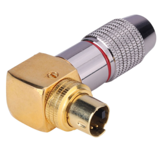 MX S-video 4 Pin Mini Din Male Connector Right Angle Heavy Duty For 8 Mm Cable (Gold Plated) MX-2001