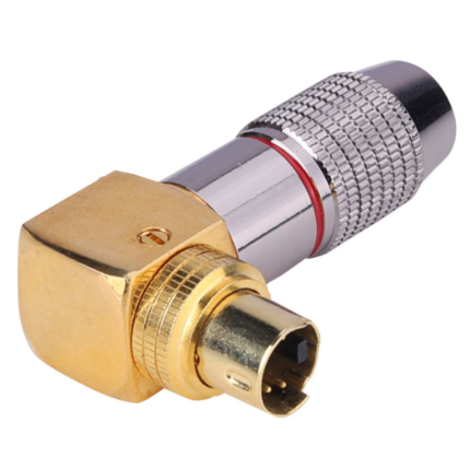 MX S-video 4 Pin Mini Din Male Connector Right Angle Heavy Duty For 8 Mm Cable (Gold Plated) MX-2001