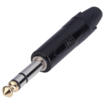 MX 6.35 MM P-38 Stereo Male Connector Heavy Duty Black Coated With Golden Tip MX-3487