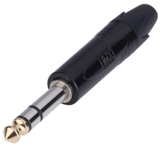 MX 6.35 MM P-38 Stereo Male Connector Heavy Duty Black Coated With Golden Tip MX-3487