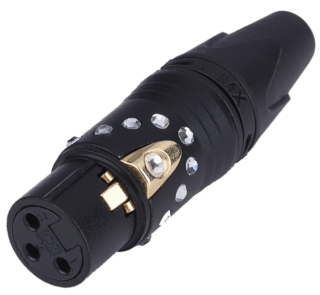 MX XLR 3 Pin Microphone Extension Female Connector with Crystal Design (Gold-Plated Pins & Knob Black Shell) MX-2992