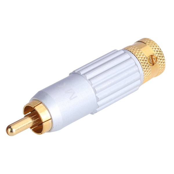 MX RCA Male Plug Full Metal Connector G.P. With Telfon (Suitable Upto 8 Mm Cable To Press & Lock) MX-1388