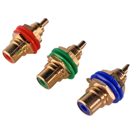 MX RCA Female Connector Gold Plated RGB - Heavy Duty - Set Of 3 Pcs MX-990A