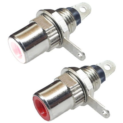 MX RCA Chrome Plated Contact Female Connector Chassis ( 1 Red + 1 White ) MX-41