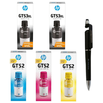 HP GT 53XL Twin Black & 52 C/Y/M Ink Bottle (Set of 5) Genuine GT53XL & GT52