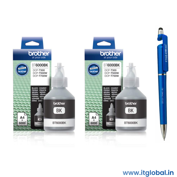 Brother BT6000BK Black ink bottle itglobal pack of 2 Brother BT6000BK Original Black Ink Bottle Pack of 2 BT 6000 Genuine ITGLOBAL