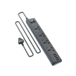 Fingers PowerStation -4S4U Power Strip with 4 Universal Sockets + 4 USB-A Ports