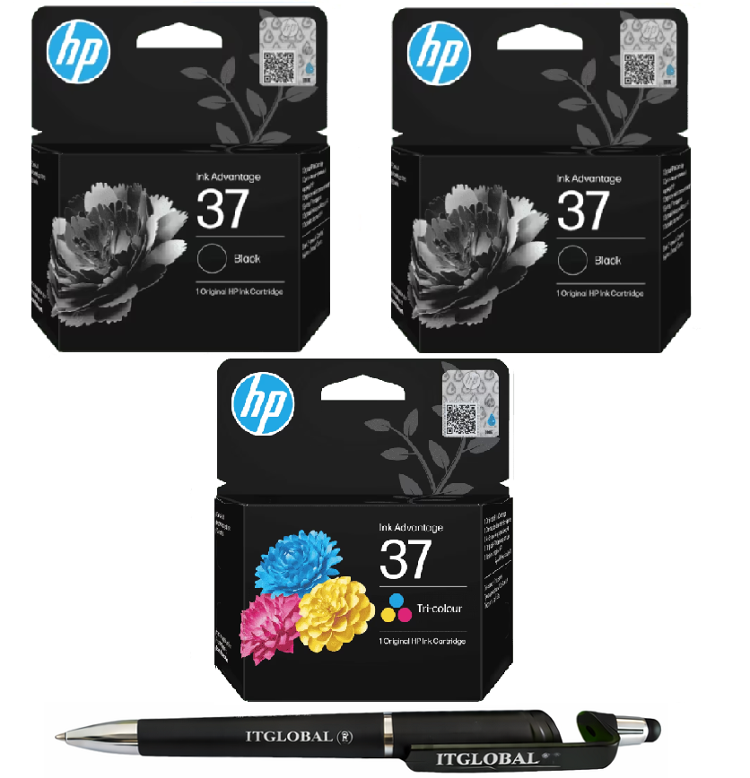 37-3 new HP 37 Black Twin & Tri-color Original Ink Cartridge Pack of 3 7FP45AA 7FP44AA Genuine itglobal