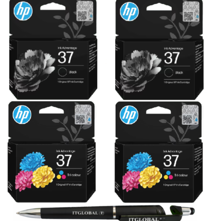 HP 37 Black Twin & Tri-color Twin Original Ink Cartridge Pack of 4 7FP45AA 7FP44AA Genuine itglobal