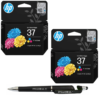 HP 37 Tri-color Original Ink Cartridge Pack of 2 7FP44AA Genuine ITGLOBAL