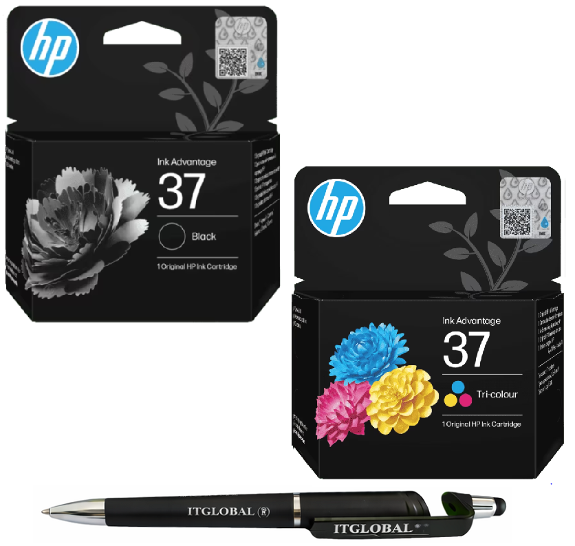 37 bk col new HP 37 Black & Tri-color Original Ink Cartridge Pack of 2 7FP45AA 7FP44AA Genuine itglobal