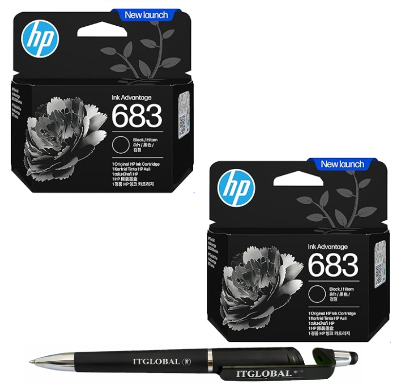 683 black -2 HP 683 Black Original Ink Advantage Cartridge Pack of 2 itglobal