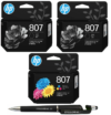 HP 807 Black Twin & Tri-color Original Ink Cartridge Pack of 3 7FP21ZZ 7FP20ZZ Genuine itglobal