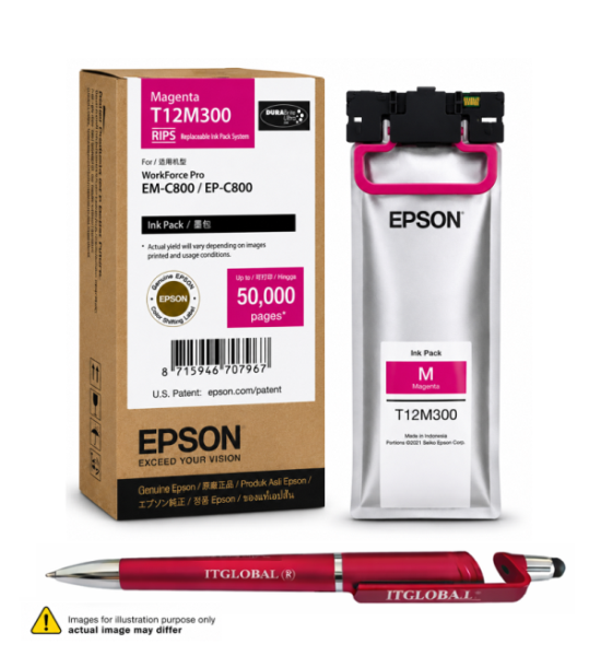 t12m3 new Epson RIPS EM-C800 Ink T12M300 Magenta Genuine For Epson WorkForce Pro EM-C800 EP-C800 EM C800 EP C800 - Image 1