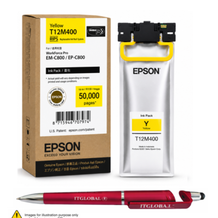 Epson RIPS EM-C800 Ink T12M400 Yellow Genuine For Epson WorkForce Pro EM-C800 EP-C800 EM C800 EP C800 itglobal