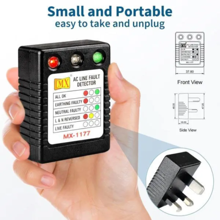 MX AC Line Fault Detector Plug Tester for UK Sockets – Auto Wire Connection Checker 3-Way LED Indicator Live Neutral Earth Fault Detector 13A UK Outlet Tester Plug-in Home Wiring Inspector MX-1177 UK