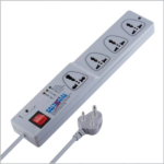 MX 4 Outlet Universal Sockets Spike Protector Having Three 5 Amp Sockets & One 15 Amp Socket With Fuse Protection Master Switch Power Cord MX-1460