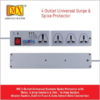 MX 4 Outlet Universal Sockets Spike Protector Having Three 5 Amp Sockets & One 15 Amp Socket With Fuse Protection Master Switch Power Cord MX-1460 - Image 4