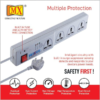 MX 4 Outlet Universal Sockets Spike Protector Having Three 5 Amp Sockets & One 15 Amp Socket With Fuse Protection Master Switch Power Cord MX-1460 - Image 5