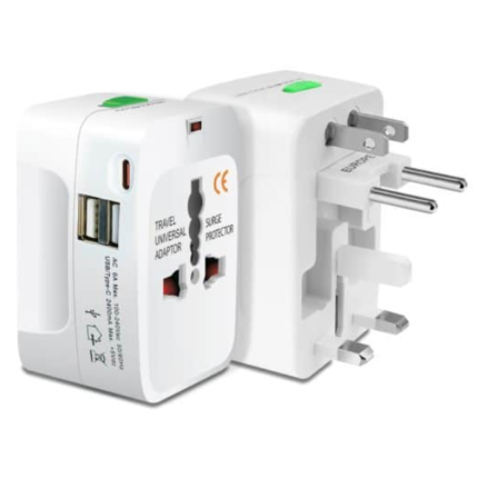 MX Universal Worldwide Travel Adapter inbuilt Surge Protector with Type C & Dual USB Port LED & Child Safety Shutter Universal Socket MX-2731C White