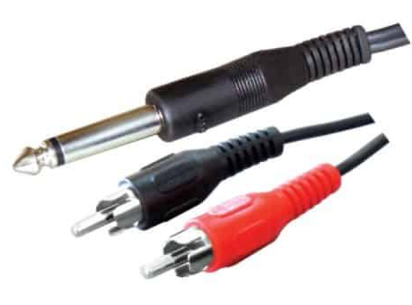 644 MX 6.35mm P-38 Mono Plug To 2 RCA Plug Cord MX-644 - Image 1