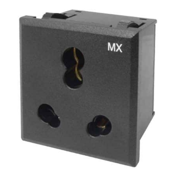 3123 MX SNAP Mounting AC Outlet Indian Standard PC Molding 6 Amp / 16 Amp MX-3123 - Image 1