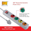 MX 180 Rotatable 4 Universal Socket Power Strip Master Switch Fuse LED Indicator Spike Guard Extension Board MX-3469 - Image 2
