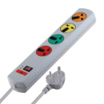 MX 180 Rotatable 4 Universal Socket Power Strip Master Switch Fuse LED Indicator Spike Guard Extension Board MX-3469