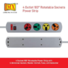 MX 180 Rotatable 4 Universal Socket Power Strip Master Switch Fuse LED Indicator Spike Guard Extension Board MX-3469 - Image 5