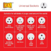MX 180 Rotatable 4 Universal Socket Power Strip Master Switch Fuse LED Indicator Spike Guard Extension Board MX-3469 - Image 6
