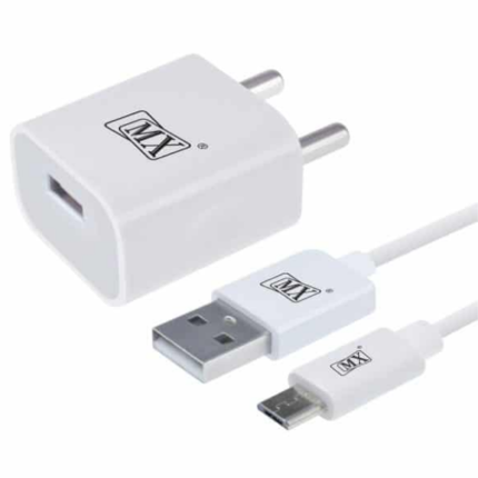 MX USB Wall Charger Single Port 2.1 Amp With USB A 2.0 To Micro USB B Cord MX-3612