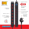MX 7 Socket Universal Power Distribution Unit (PDU) 15 Amp With Individual Switches & Dual Pole 32 Amp MCB MX-4047 - Image 2