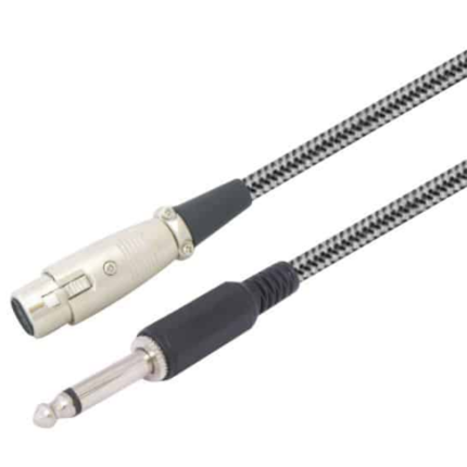 MX 3 Pin Mic Ext Female Connector XLR To P-38 Mono Male Cord W Nylon Mesh MX-4099